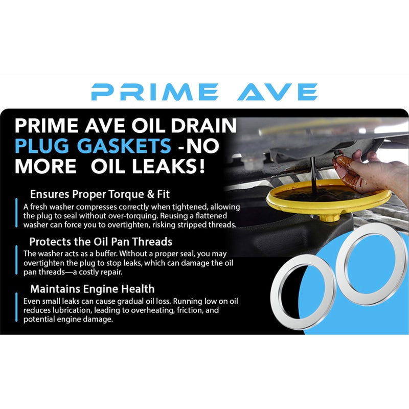 PRIME AVE 5 Rear Differential and 5 Automatic Transmission Plug Washers for Leak-Proof Solid Seal - Aluminum Crush Washers Compatible with Honda & Acura Part# 90471-PX4-000 & 94109-20000 - Image 2